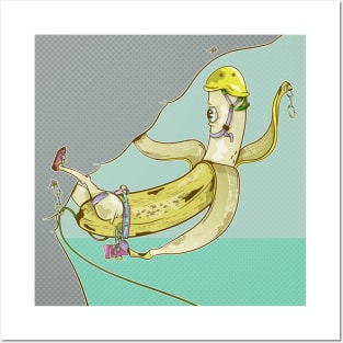 Banana lead rock climbing Posters and Art